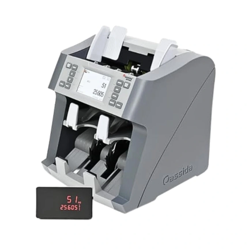 Cassida Artemis 2 Pocket Currency Counter & Sorter LCD Touch Display, 1000 BPM, Mix Value Batch Counting, Multi-Currency Up to 15 Currencies, Counterfeit Detection Counting Machine