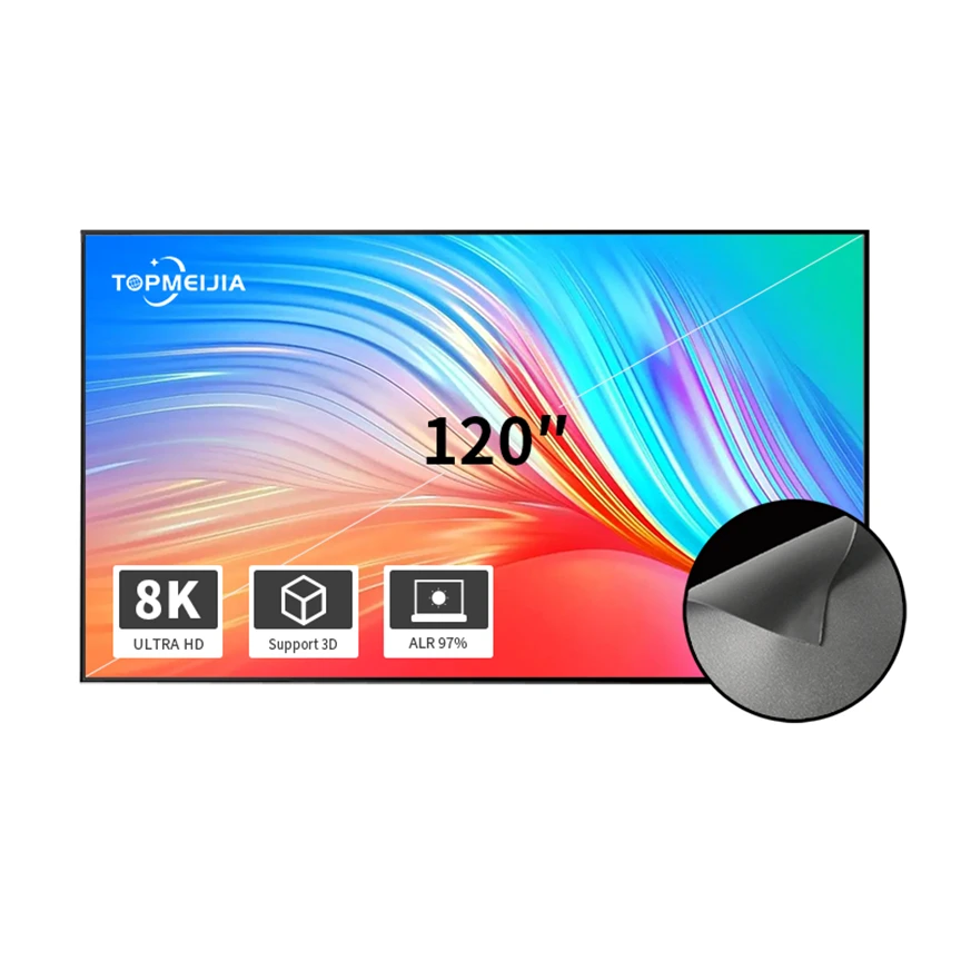 Projector Screen 120 Inch Home Theater Black Crystal Narrow Fixed Frame Projection Screen for 8k Long Throw Projector