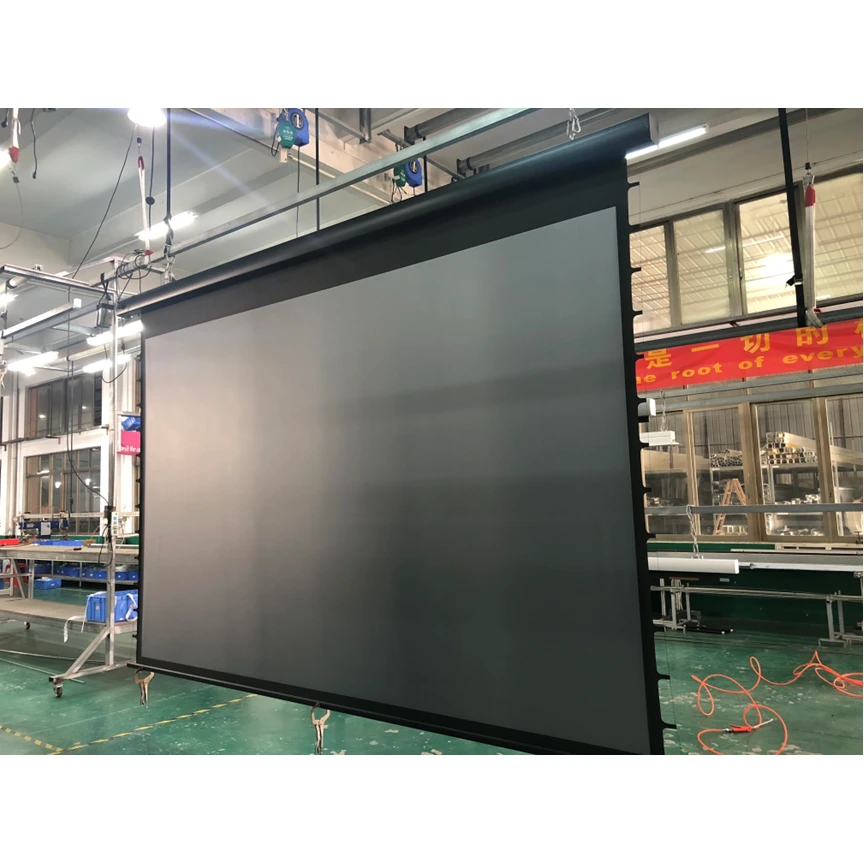 XY In-Ceiling Mounted 100” Tab Tension Electric Projection Screen for 4K Projector